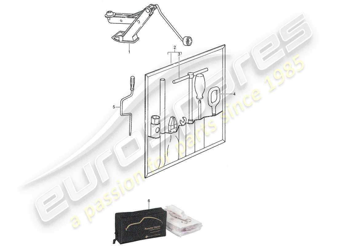 porsche 1992 (968) zubehör - werkzeug - erste-hilfe-set ersatzteildiagramm