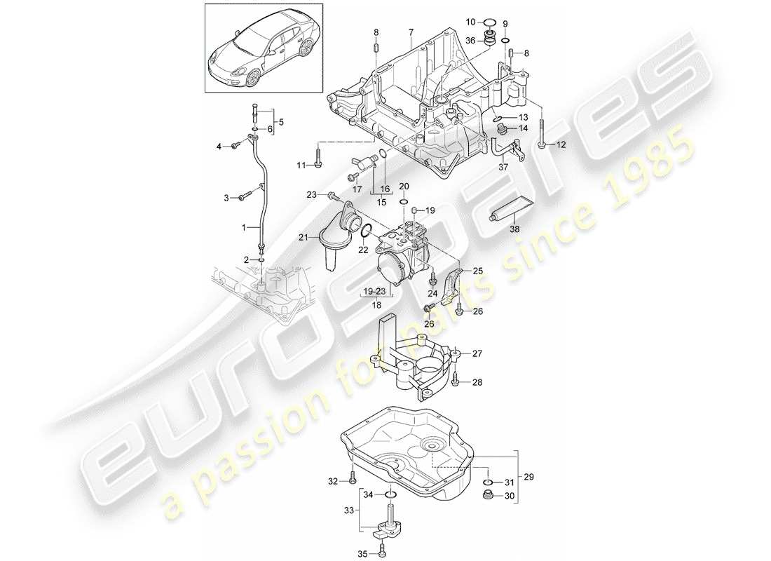 porsche 2011 (panamera 970) ölleitendes gehäuse ersatzteildiagramm