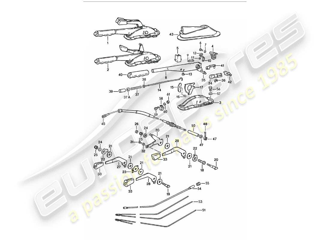 porsche 1978 (911) handbremshebel - bedienhebel - für - heizung ersatzteildiagramm