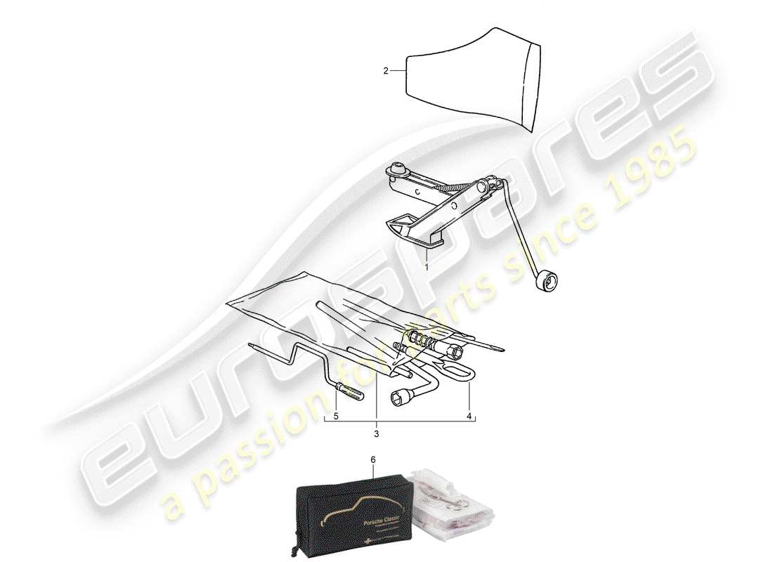 porsche 1995 (928) werkzeug - wagenheber - erste-hilfe-set ersatzteildiagramm