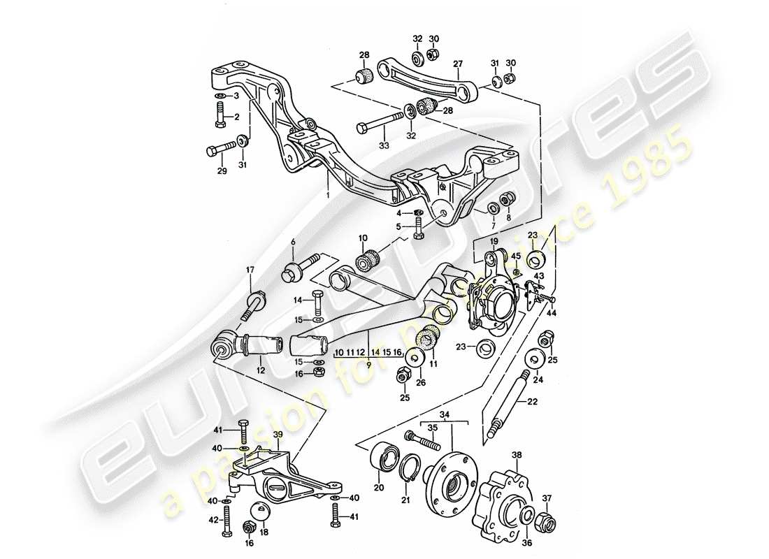 porsche 1993 (928) hinterachse teilediagramm