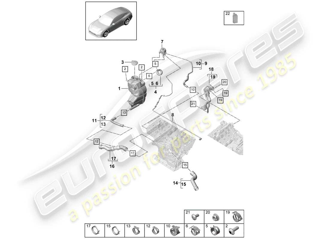 porsche 2017 (panamera 971-1) wasserkühlung teilediagramm