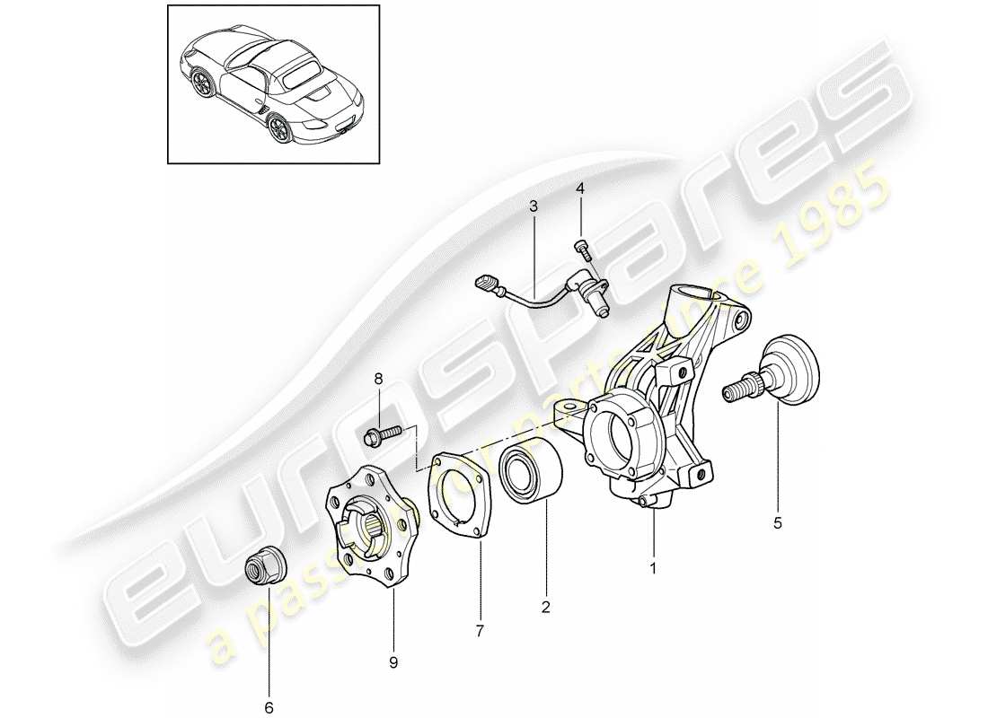 porsche 2011 (987 boxster) radträger ersatzteildiagramm