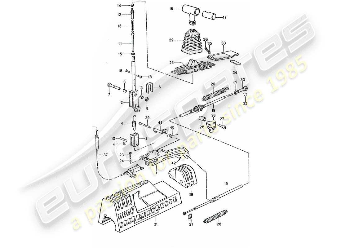 porsche 928 (1993) schaltmechanismus - für fahrzeuge mit automatikgetriebe ersatzteildiagramm