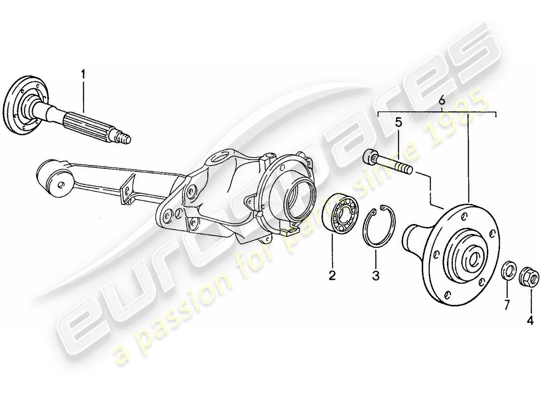 porsche 1991 (944) hinterradwelle - schmiermittel ersatzteildiagramm
