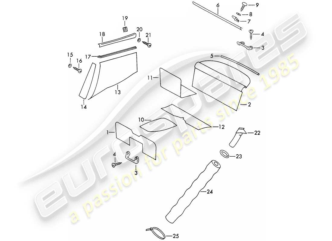 porsche 1969 (911/912) innenausstattung teilediagramm