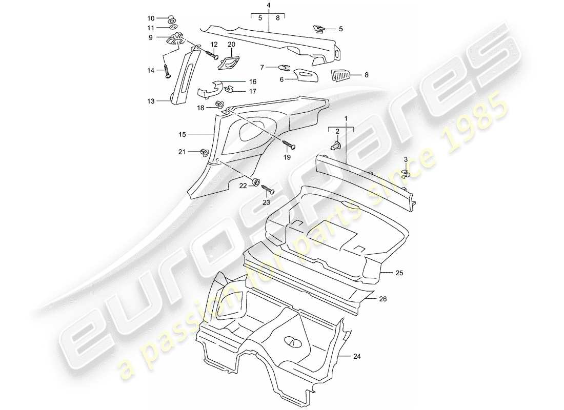 porsche 2004 (996) trims-teilediagramm