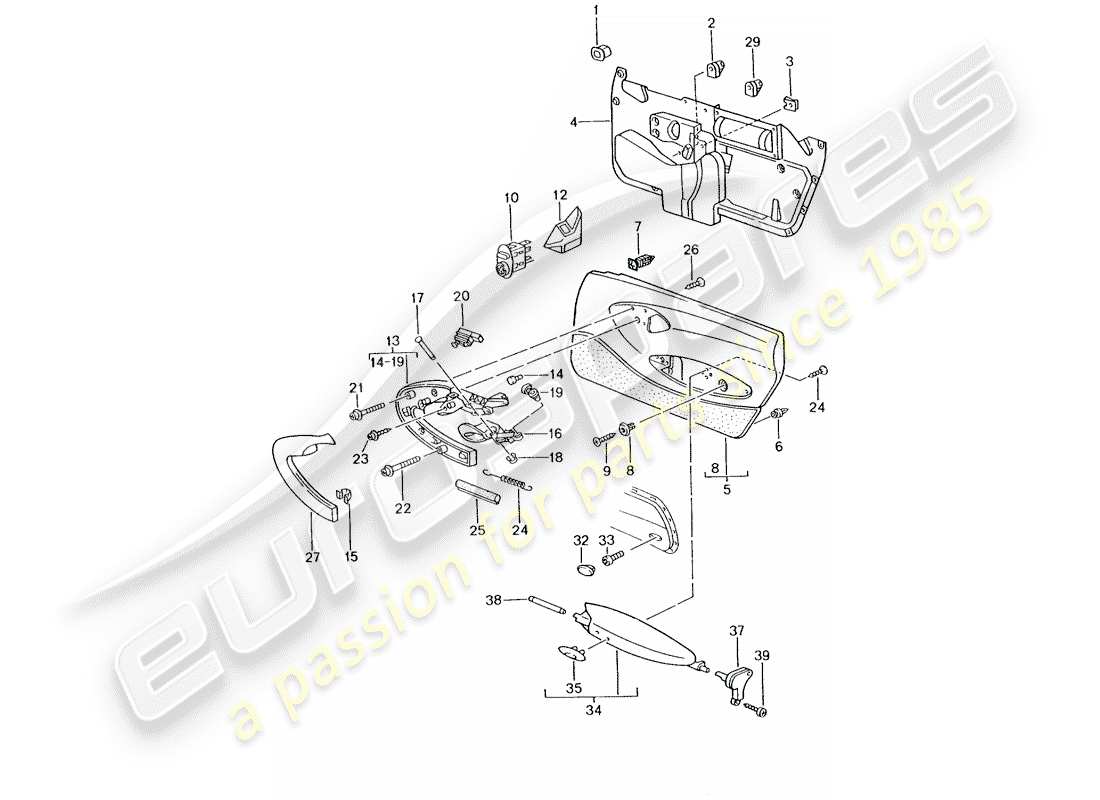 porsche 2001 (996 gt3) türplatte - zubehör ersatzteildiagramm