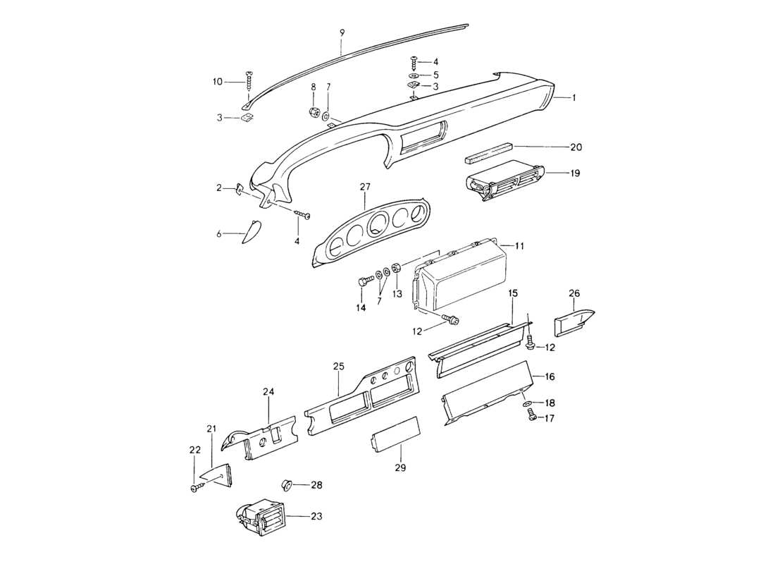 porsche 1994 (964) armaturenbrettverzierung - wurzelholz - airbag - d - mj 1990>> ersatzteildiagramm