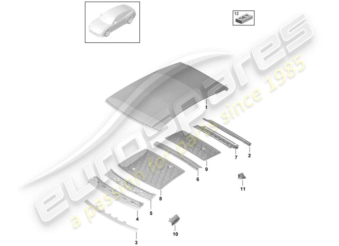 porsche 2020 (panamera 971-1) roof-teilediagramm