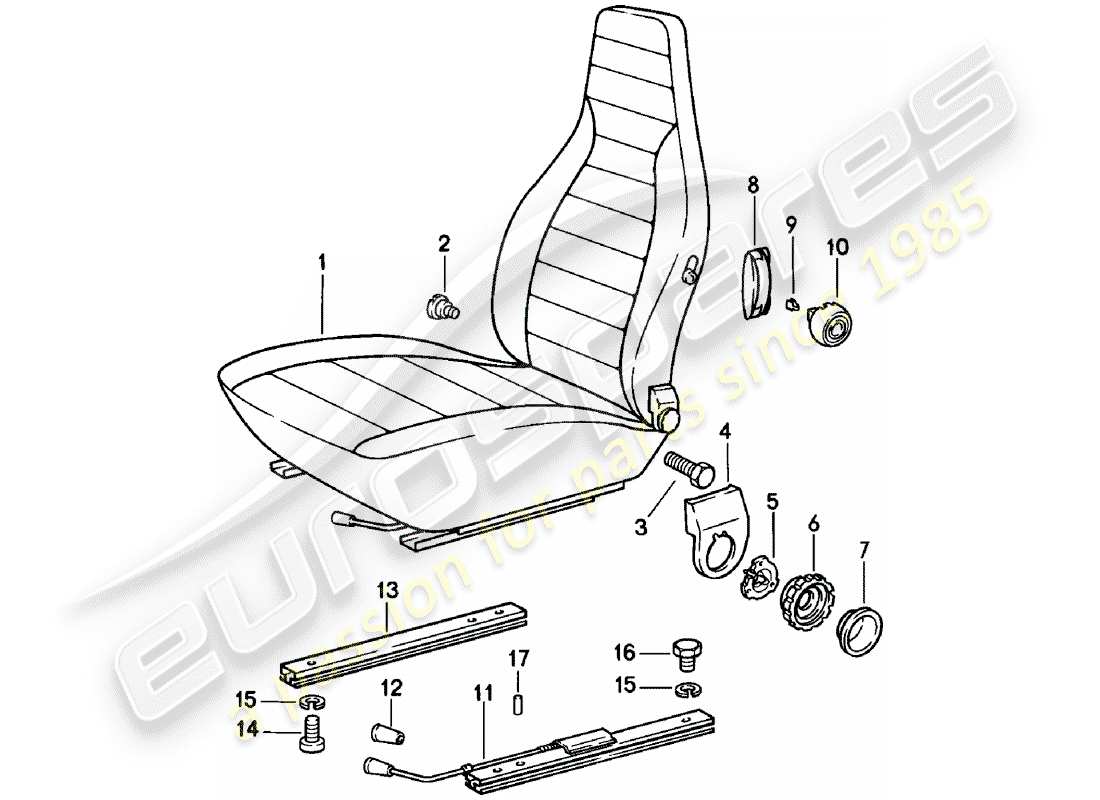 porsche 1979 (911) vordersitz - komplett ersatzteildiagramm