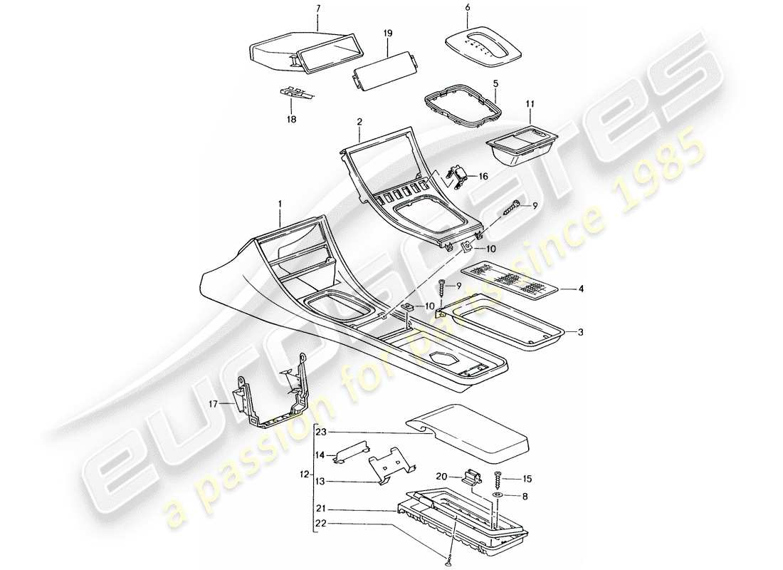 porsche 1989 (944) kassettenhalter - mittelkonsole teilediagramm