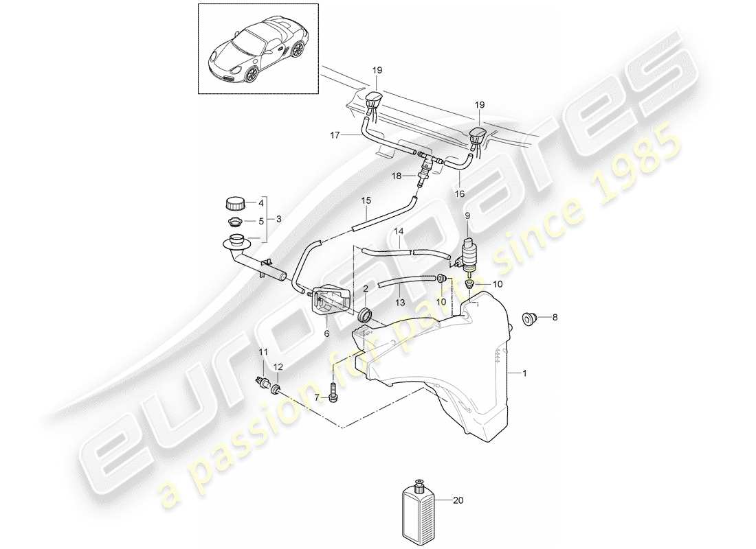 porsche 2012 (987 boxster) scheibe teilediagramm