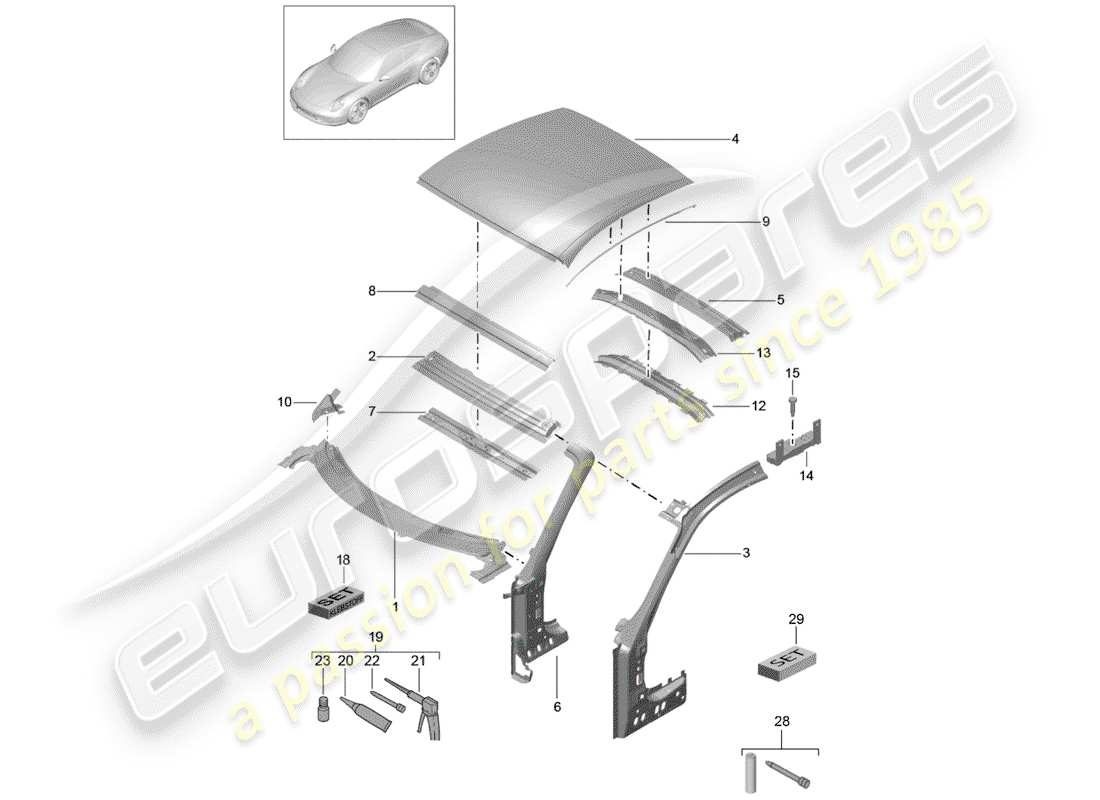 porsche 2016 (991-1) cowl-teilediagramm