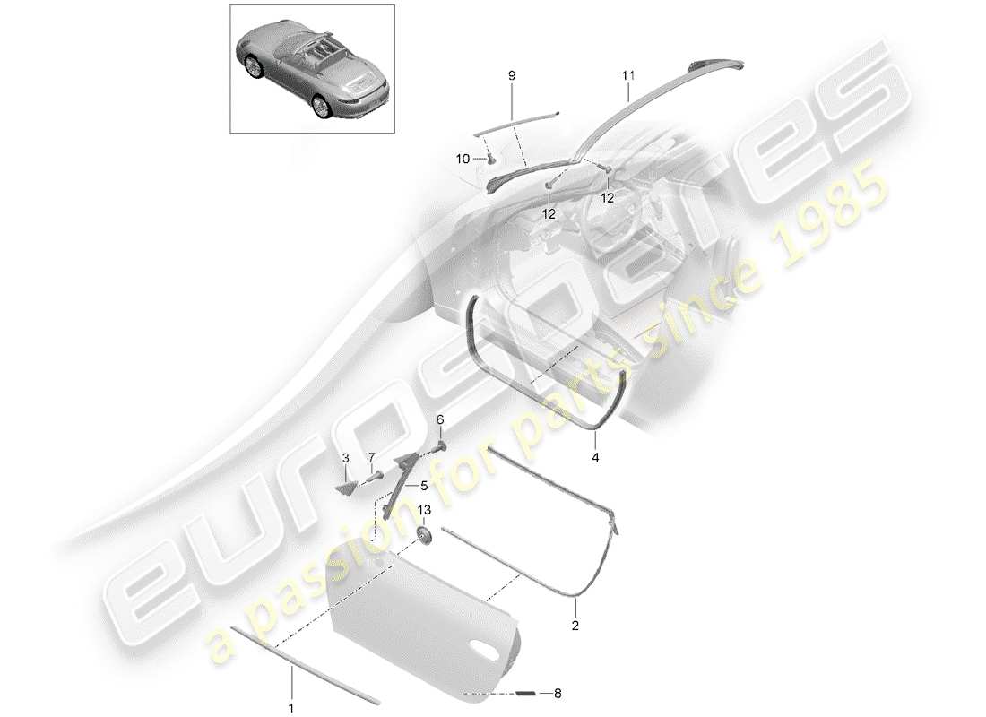 porsche 2016 (991-1) türdichtung ersatzteildiagramm