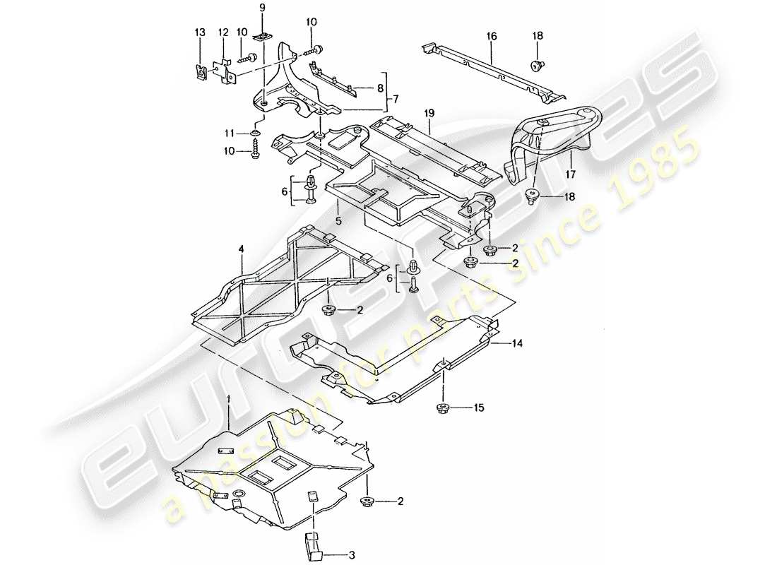 porsche 2005 (996 gt3) verkleidungen - für - unterboden ersatzteildiagramm