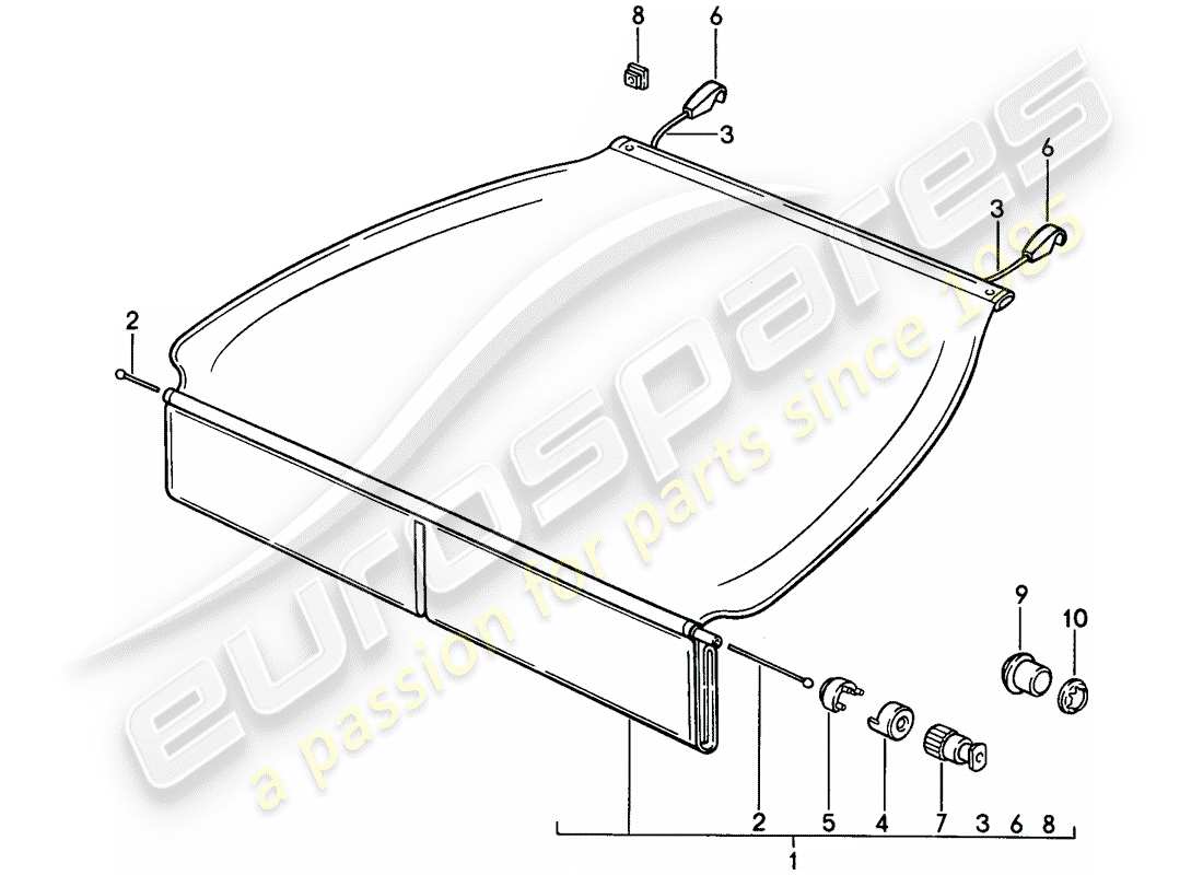 porsche 1995 (968) gepäckraumabdeckung ersatzteildiagramm