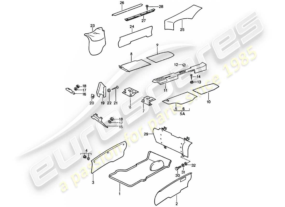 porsche 1979 (911) innenausstattung teilediagramm