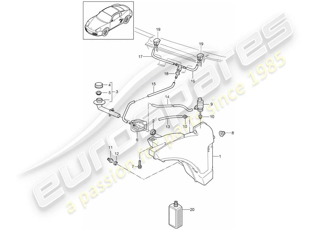 porsche 2011 (987 cayman) scheibe - ersatzteildiagramm