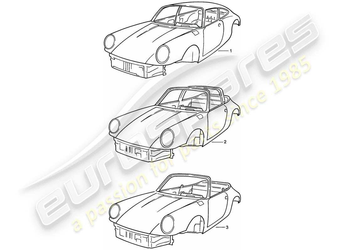 porsche 1984 (911) karosserie - teilediagramm