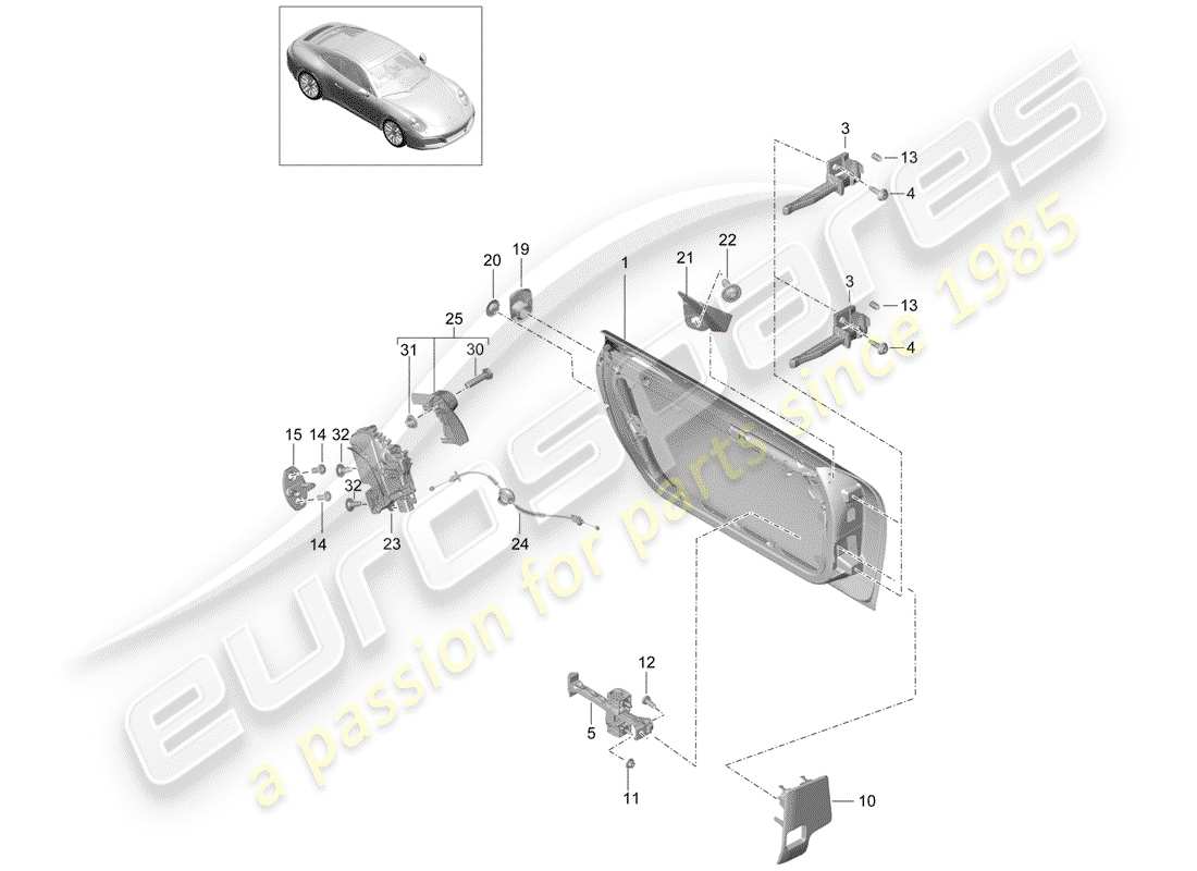porsche 2017 (991-2) türschale teilediagramm