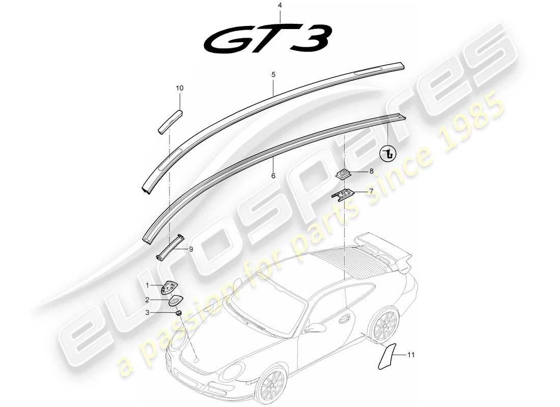 porsche 2009 (997-2 gt3) namensschilder ersatzteildiagramm