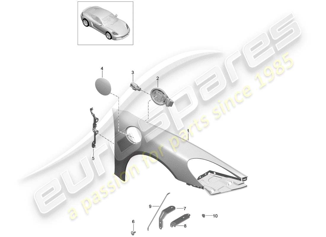 porsche 2020 (718 cayman) fender-teilediagramm