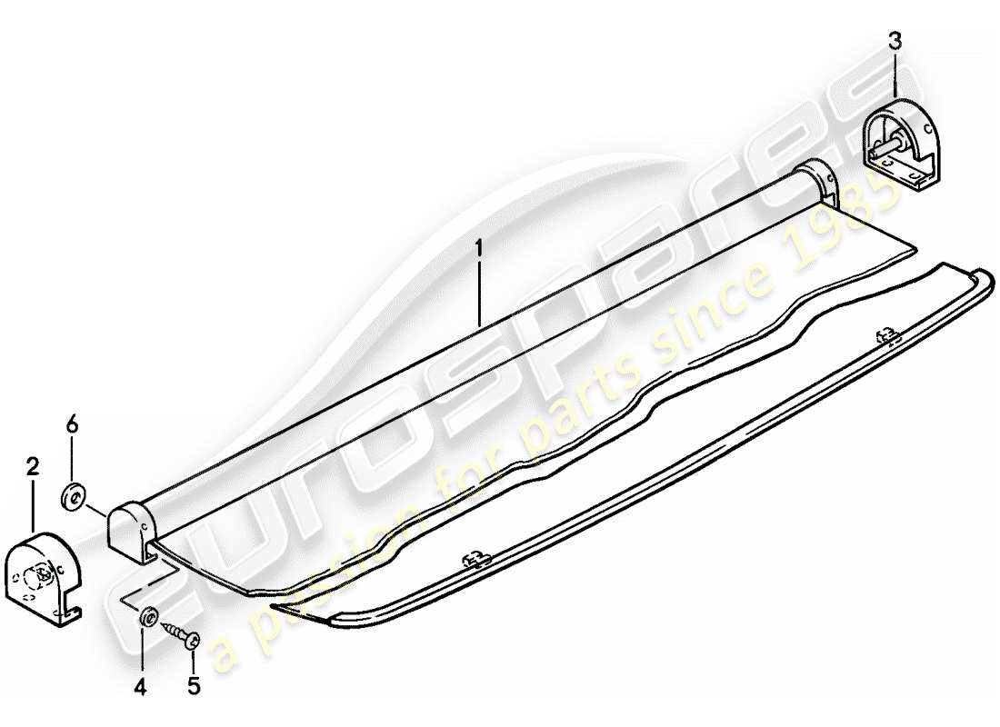 porsche 1983 (944) gepäckraumabdeckung ersatzteildiagramm