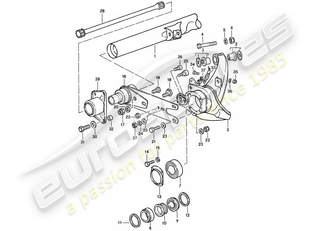 porsche 1986 (911) hinterachse teilediagramm