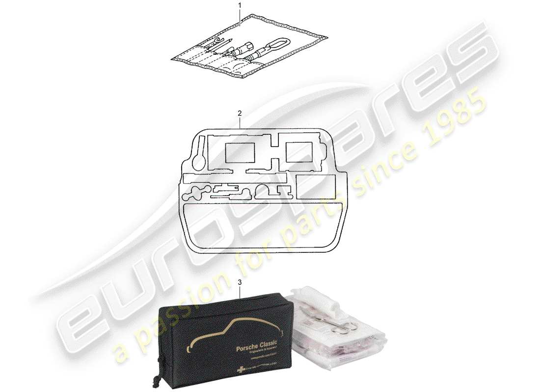 porsche 2005 (996 gt3) werkzeug - feuerlöscher ersatzteildiagramm