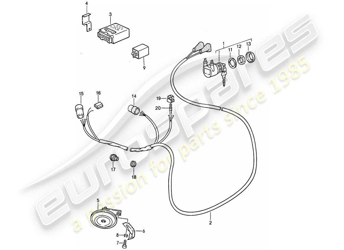 porsche 1987 (911) alarmsystem teilediagramm