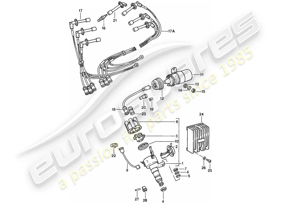 porsche 1987 (911) motorelektrik 1 ersatzteildiagramm