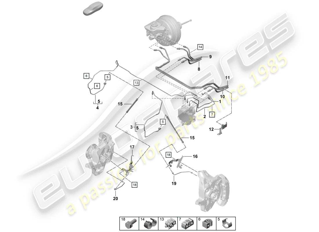 porsche 2019 (718 boxster spyder) bremsleitung ersatzteildiagramm