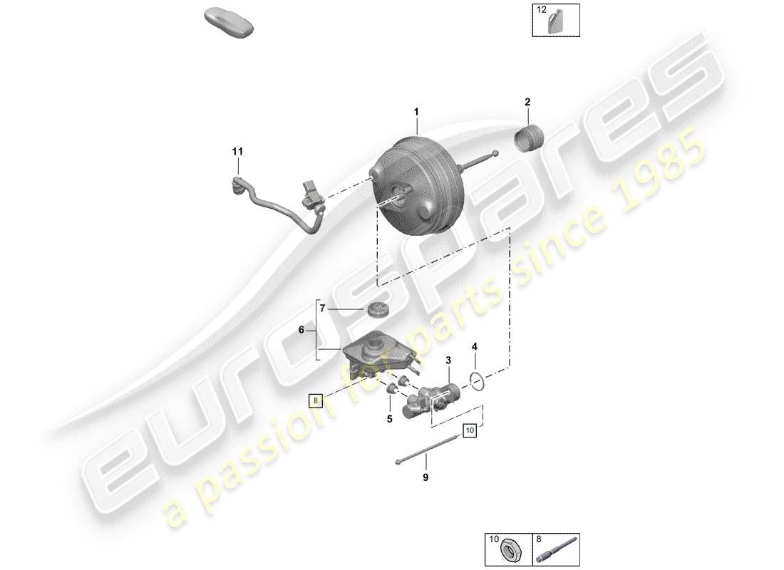 porsche 2020 (718 boxster spyder) bremszylinder ersatzteildiagramm