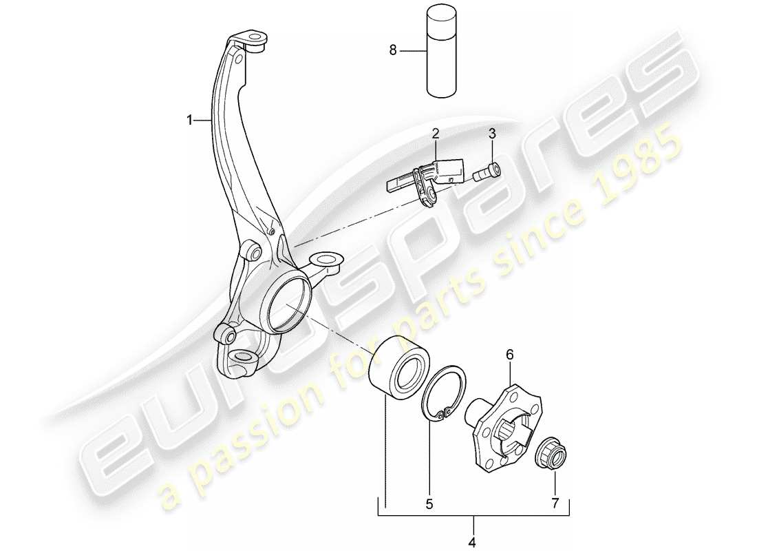 porsche 2008 (cayenne e1 9pa) drehlager teilediagramm
