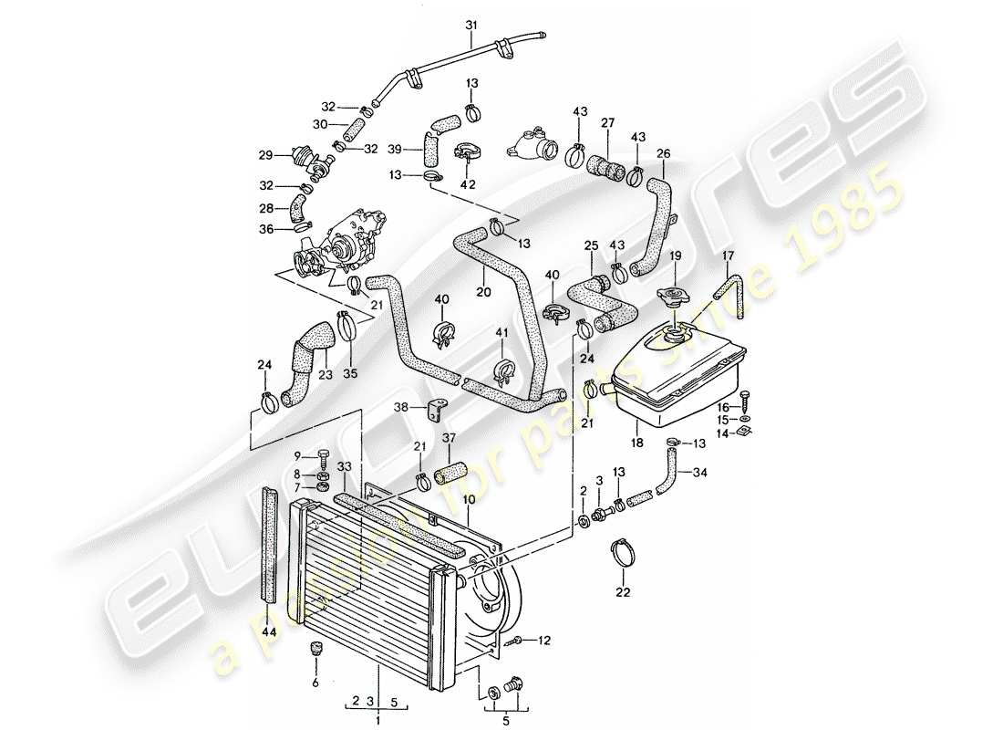 porsche 1990 (944) wasserkühlung teilediagramm