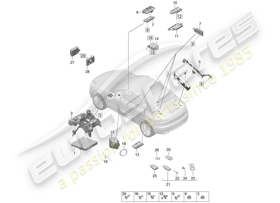 porsche 2019 (macan) steuergeräte ersatzteildiagramm