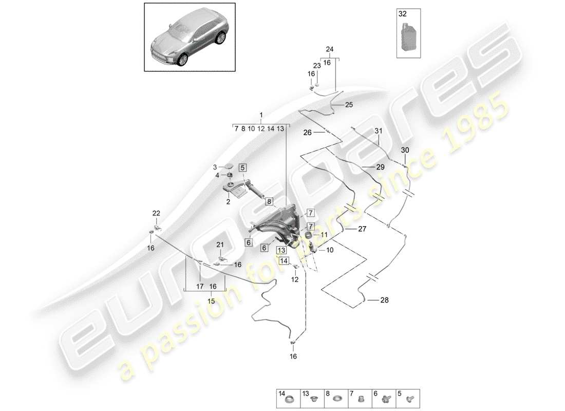 porsche 2019 (macan) scheibe - ersatzteildiagramm