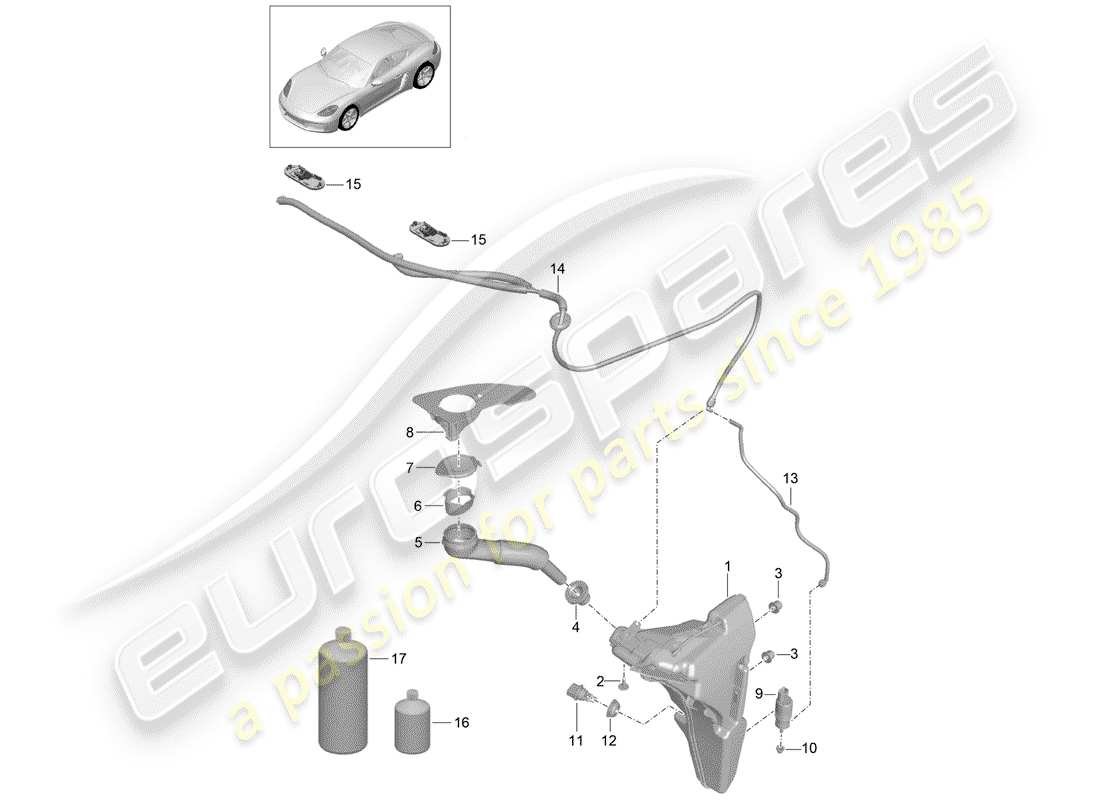 porsche 2018 (718 cayman) scheibe - ersatzteildiagramm