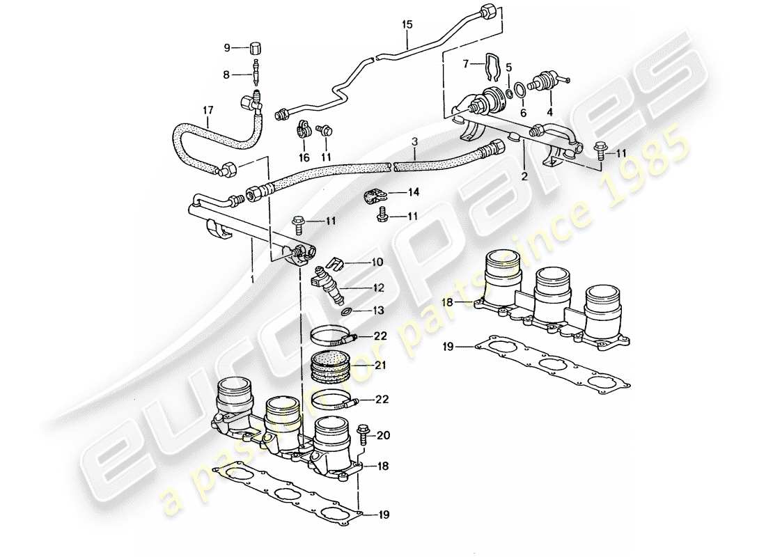 porsche 2005 (996 gt3) kraftstoffsammelrohr ersatzteildiagramm
