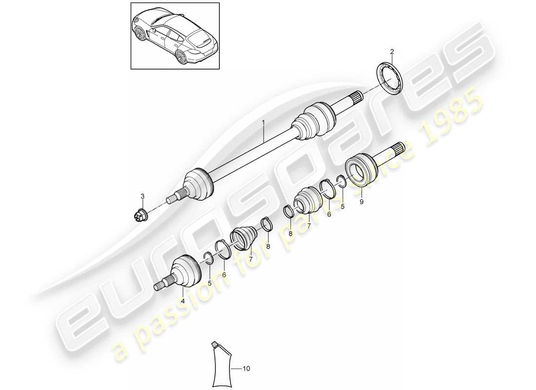 porsche 2010 (panamera 970) antriebswelle teilediagramm