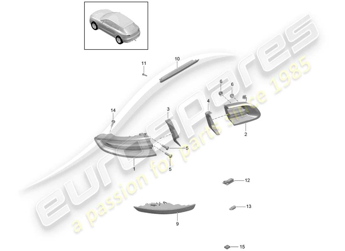 porsche 2016 (macan) rücklicht ersatzteildiagramm
