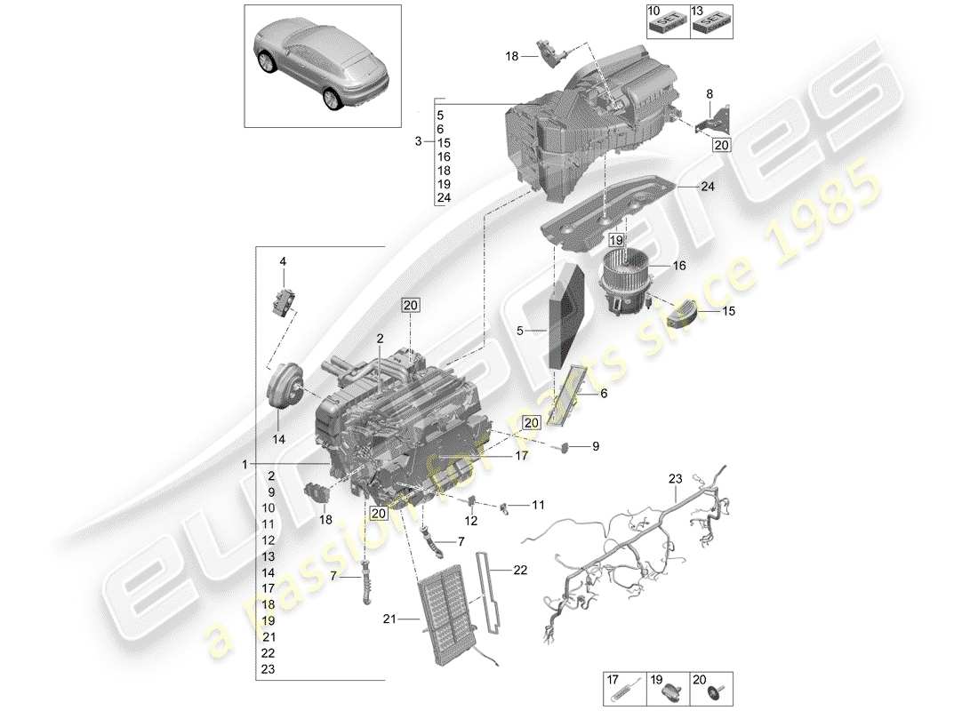 porsche 2020 (macan) klimaanlage teilediagramm