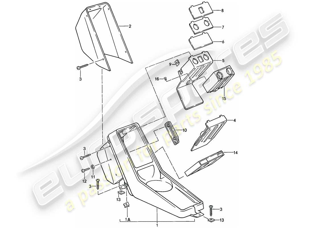 porsche 1986 (911) mittelkonsole teilediagramm