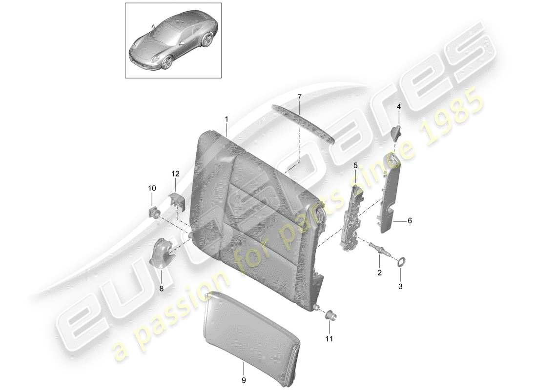 porsche 2015 (991-1) notsitz-rückenlehne ersatzteildiagramm