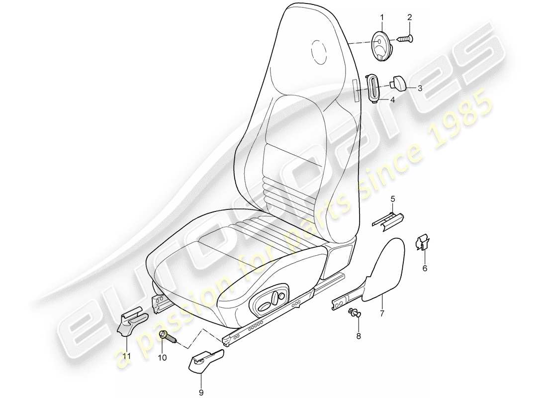 porsche 1998 (996) seat-ersatzteildiagramm