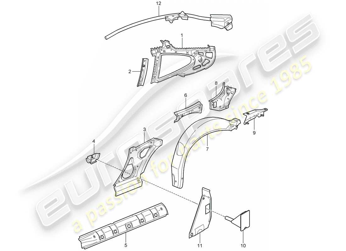 porsche 2000 (996) seitenverkleidung teilediagramm