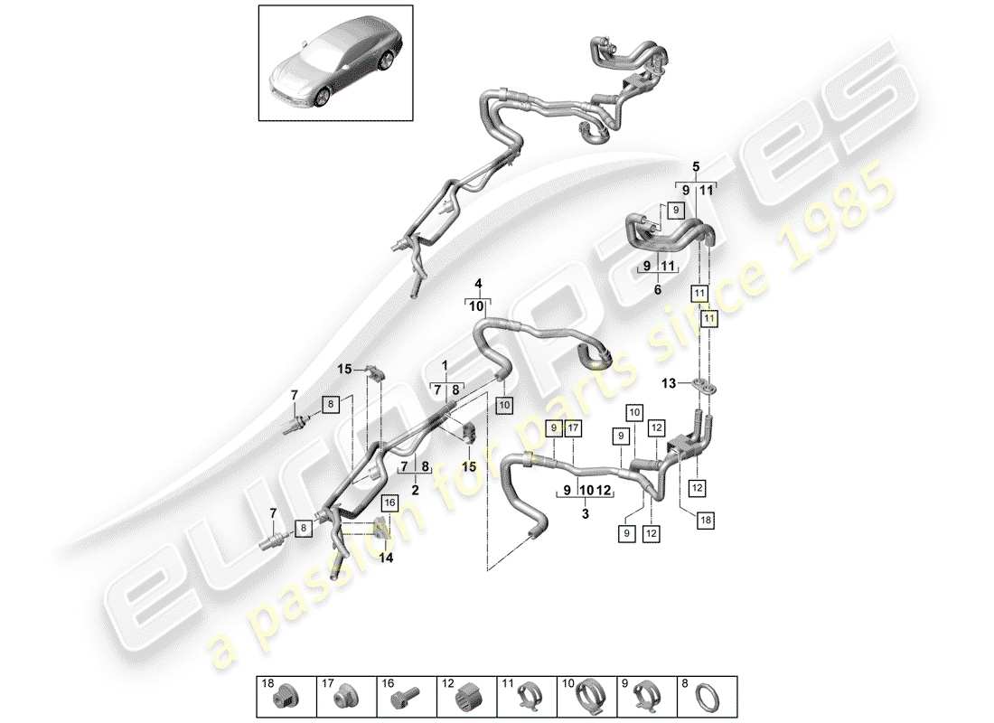 porsche 2019 (panamera 971-1) batterie teilediagramm