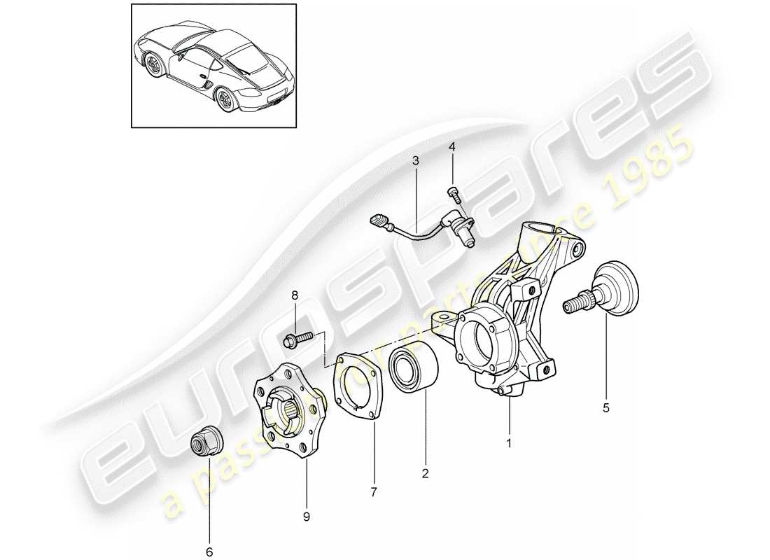 porsche 2010 (987 cayman) radträger ersatzteildiagramm