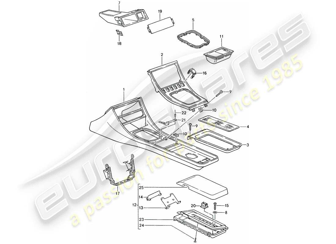 porsche 1993 (968) kassettenhalter - mittelkonsole ersatzteildiagramm